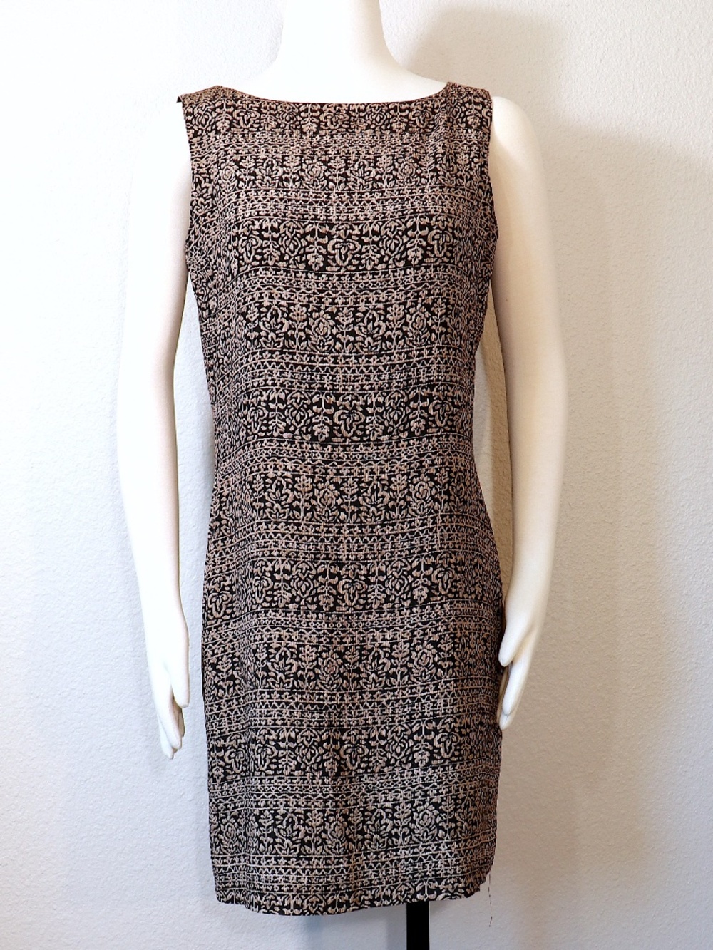 Black & tan vintage Coldwater Creek sleeveless shift dress